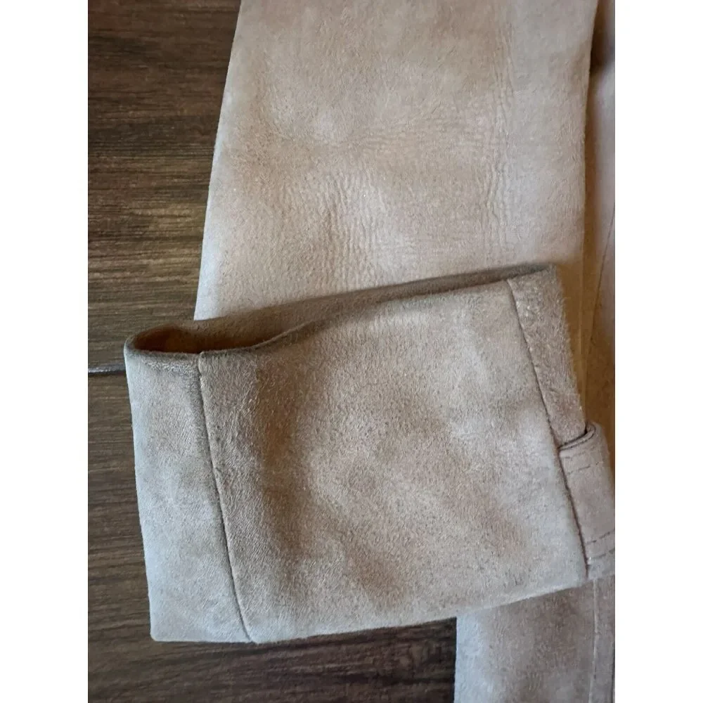 Vtg World Knits Suede Leather Jacket Sz Medium Tan Beige Brown Coat NICE QUALITY